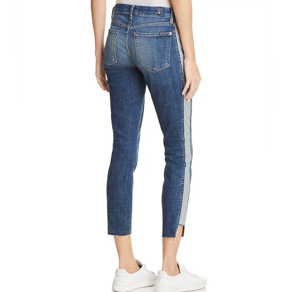 7 For All Mankind Ankle Skinny Jeans Reverse Step Side Panel Mojave Dusk Size 27 - Picture 4 of 13